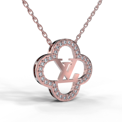 Lucky Clover LV Necklace in Silver