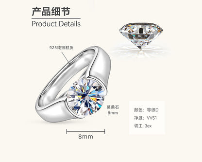 Sterling Silver Moissanite Solitaire Ring