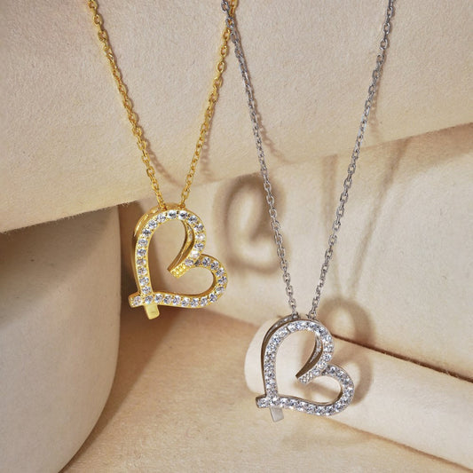 Dainty Sterling Silver Asymmetrical Heart Pendant

