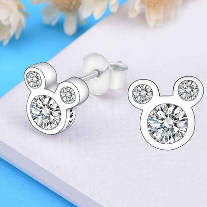 Silver Rhinestone Mickey Earrings