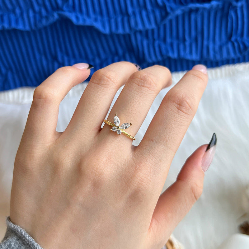 Pave Crystal Butterfly Ring

