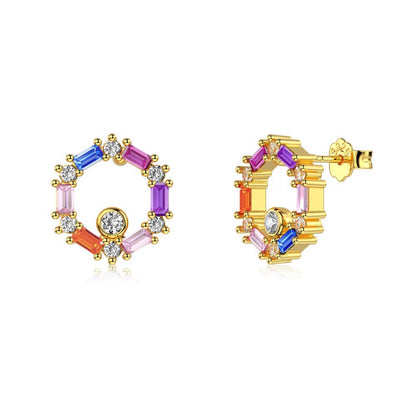 Dazzling Zirconia Outline Stud Earrings

