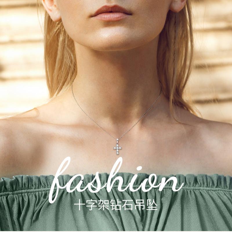 Delicate Pave Moissanite Cross Jewelry

