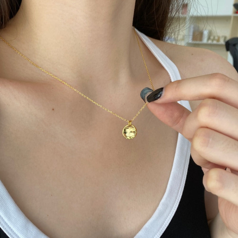 Golden Polished Disc Pendant

