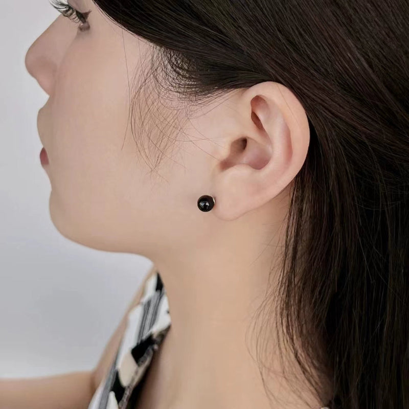 black agate stone stud earrings