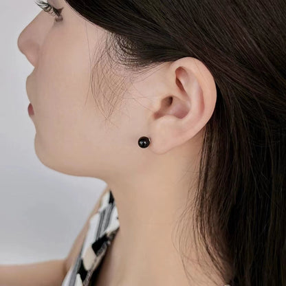 black agate stone stud earrings