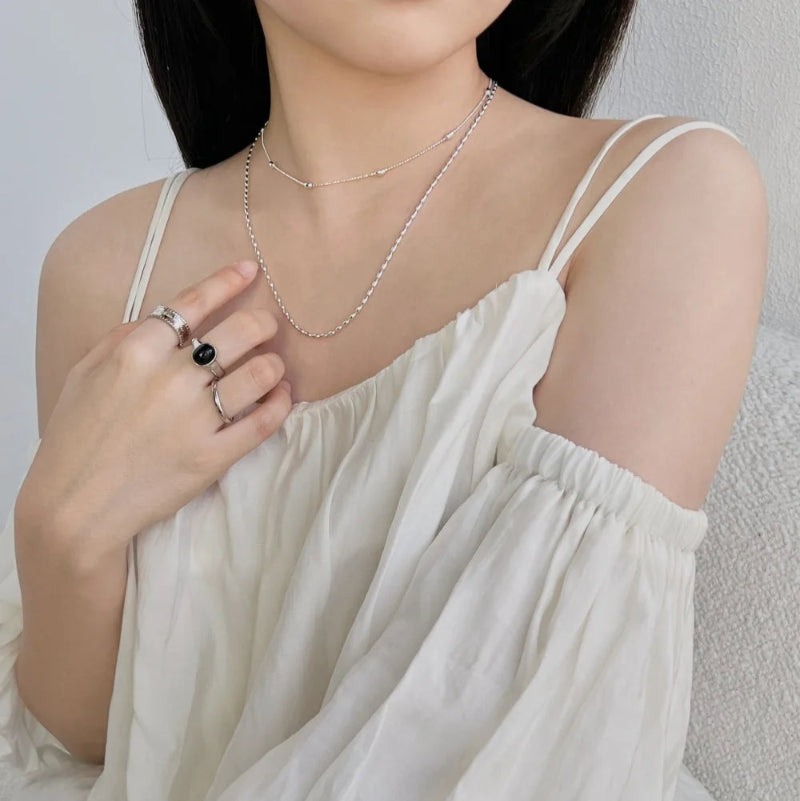 Lightweight Oval Beaded Strand Necklace

