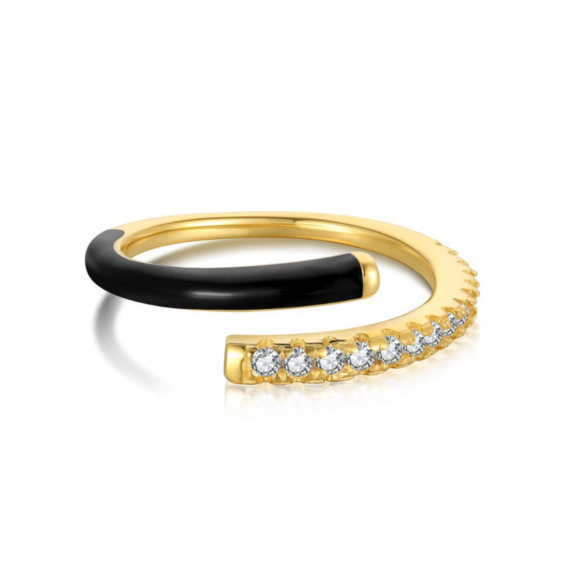 Trendy White Enamel Crystal Ring

