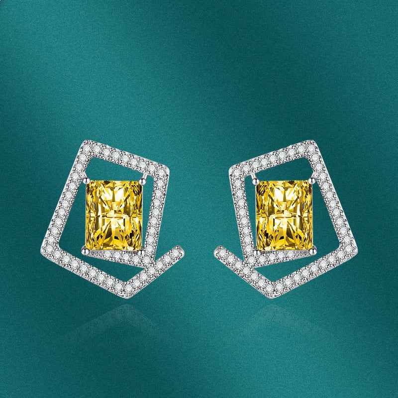 Jimmy Jewelry Emerald Green Geometric Stud Earrings s925 - Stylish and Chic Accessory