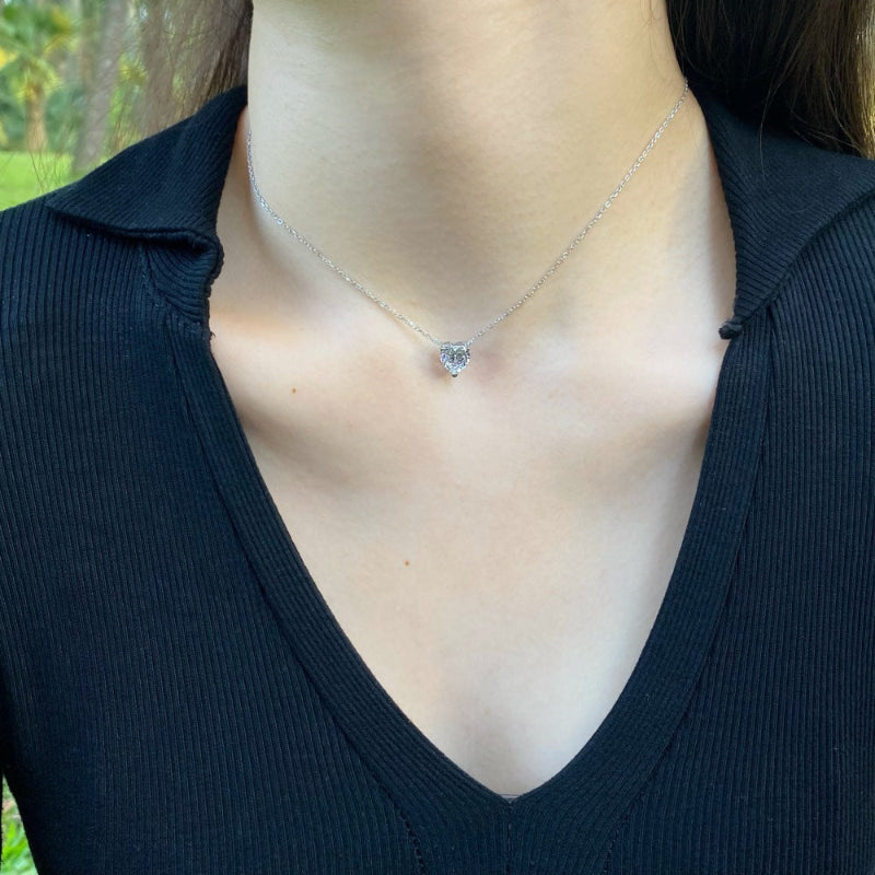 Modern Rhodium Heart Pendant