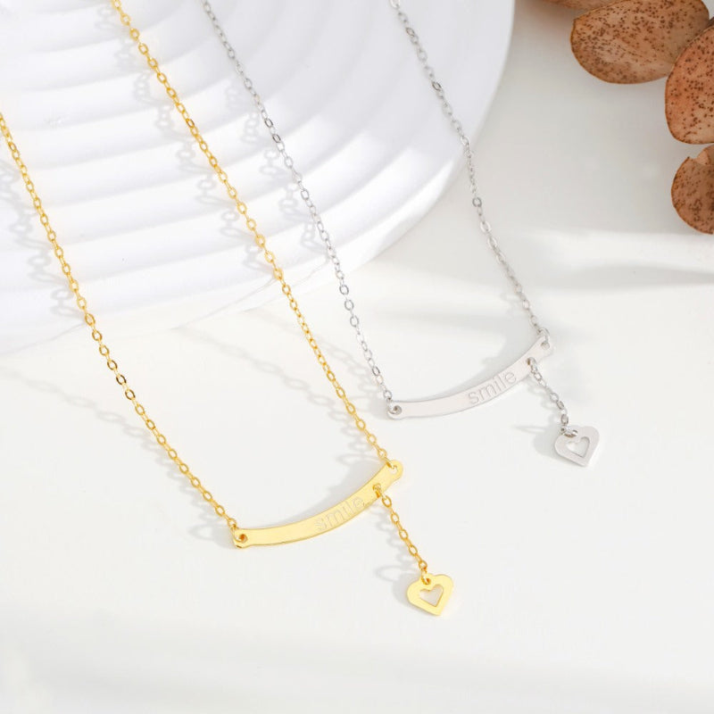 Silver Bar & Heart Dangle Necklace

