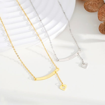 Silver Bar & Heart Dangle Necklace

