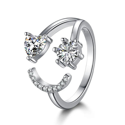 Happy Heart & Star Adjustable Ring

