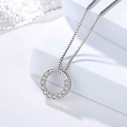 925 sterling silver Sparkling Circle Pendant Necklace