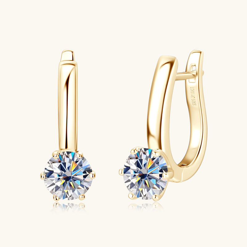 Huggie Hoop Earrings with Solitaire

