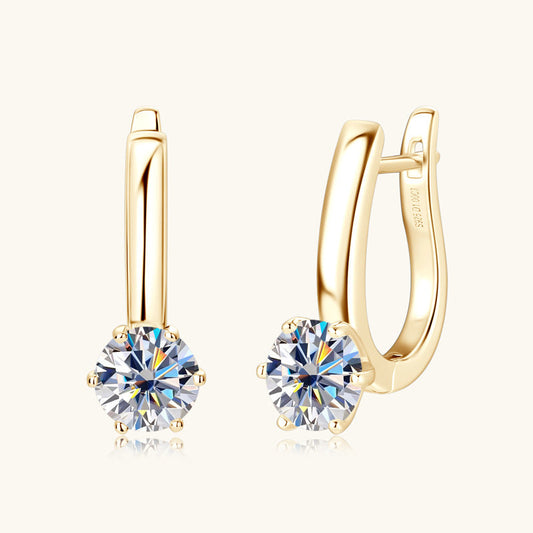 Huggie Hoop Earrings with Solitaire

