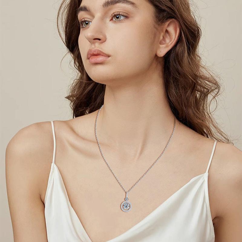 Radiant Moissanite Halo & Drop Necklace

