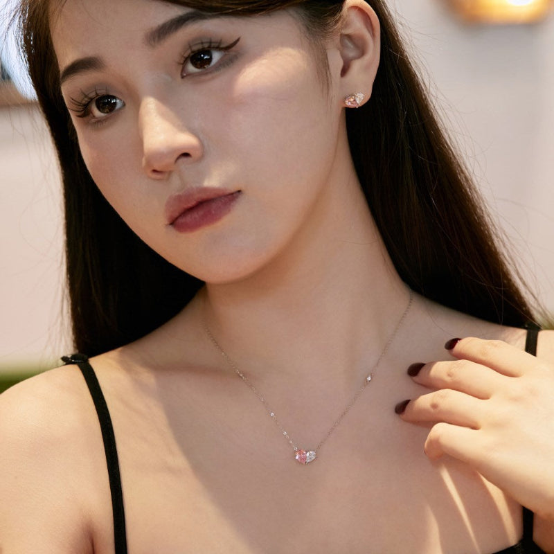 Artisan Cut Heart Pair Gold Necklace

