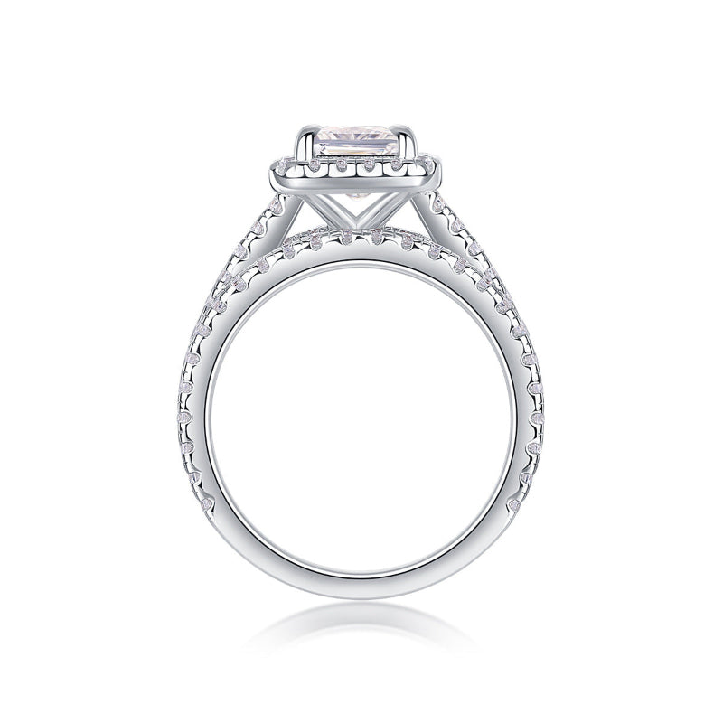 Glamorous Moissanite Emerald Cut Engagement and Wedding Bands

