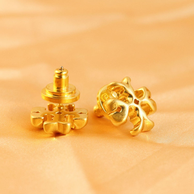 Gold-Plated Logo Stud Earrings

