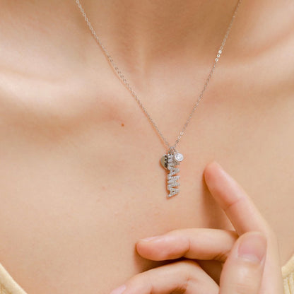 Zirconia Paved Mama Necklace

