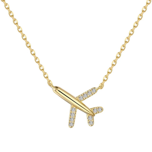 Pave Wing Airplane Necklace

