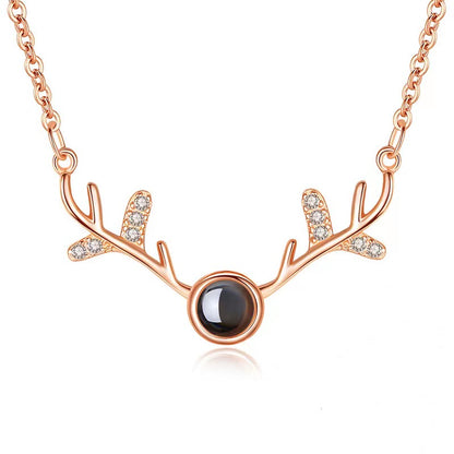 diamon antler  necklace projection pendant