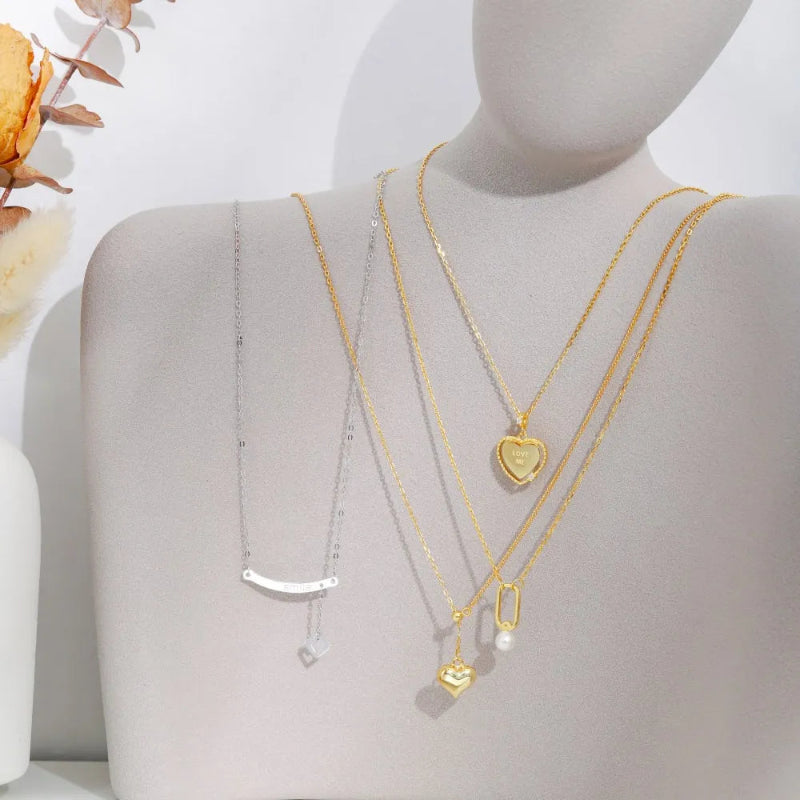 Polished Silver Necklace with Geometric Crystals

