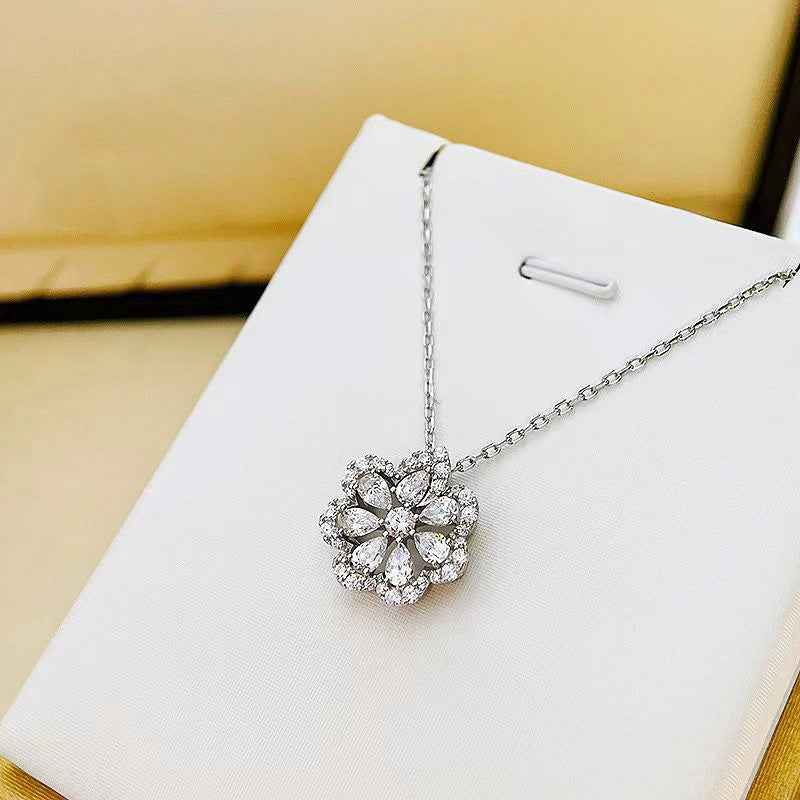 fashion silver flower necklace