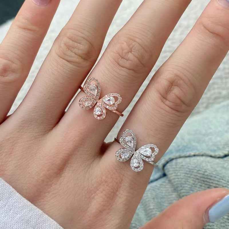 Sterling silver Sparkling Butterfly Ring