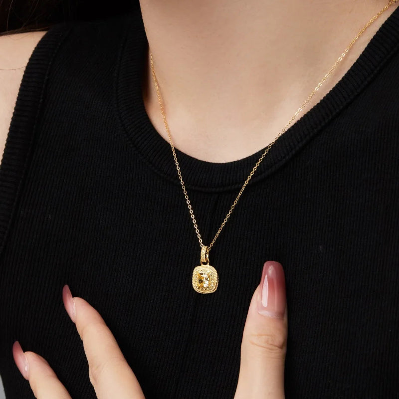 Vintage-Inspired Gold and Yellow Stone Pendant

