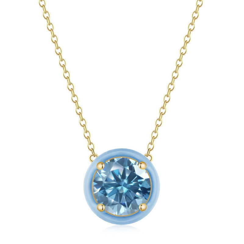 Silver Necklace Featuring a Blue Halo and Gem

