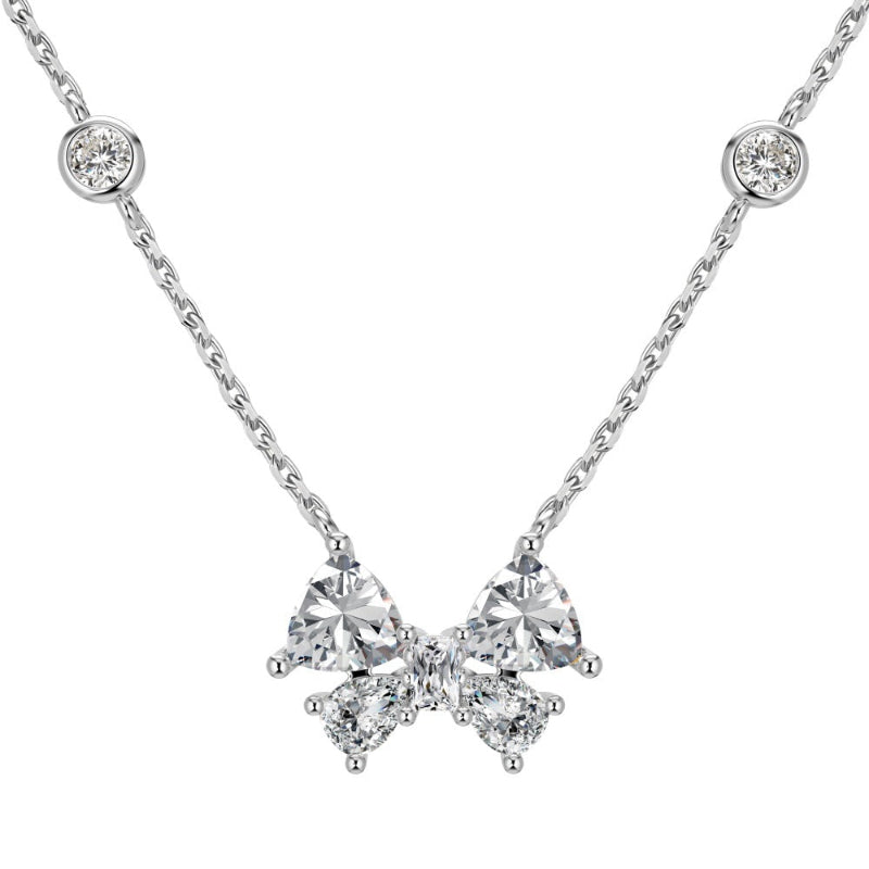 Cubic Zirconia Bow and Station Necklace

