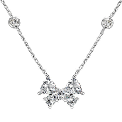 Cubic Zirconia Bow and Station Necklace

