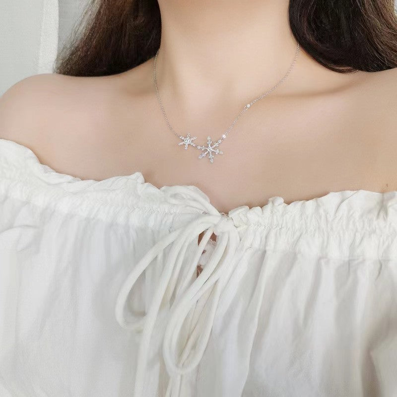 diamond Snowflake Pendant Necklace for women