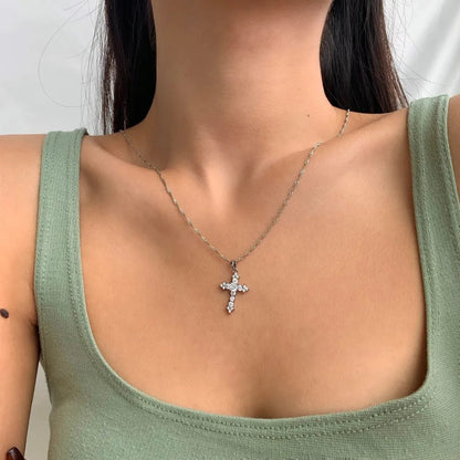 Modern Diamond Cross Necklace