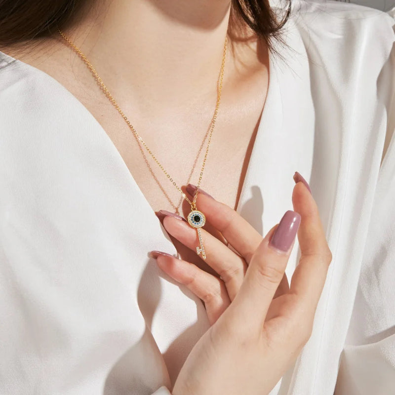 Protective Evil Eye Key Necklace

