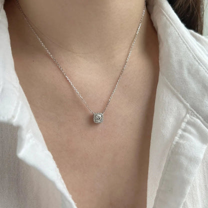 Halo Setting Solitaire Necklace

