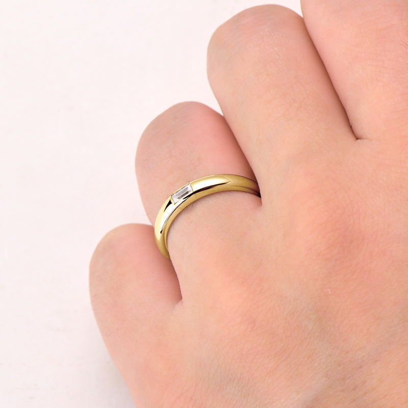 Dainty Solitaire Baguette Wedding Ring

