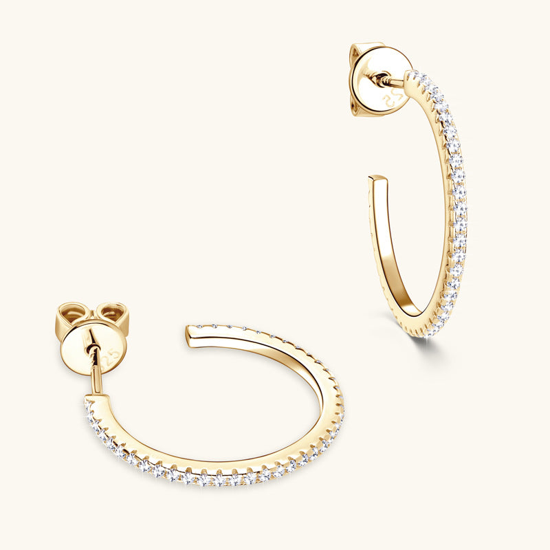 Micro Pave Diamond Hoop Earrings 