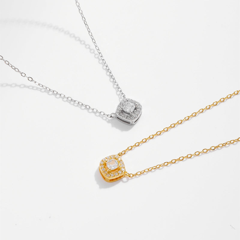 Elegant Gemstone Halo Necklace

