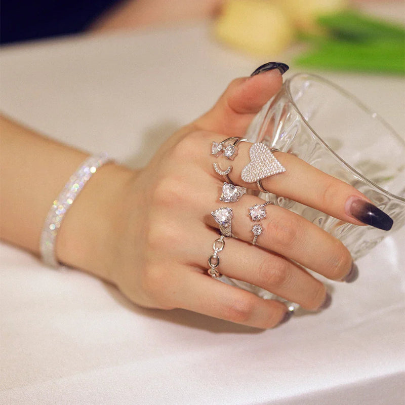 Heart-Cut Zirconia Bypass Ring

