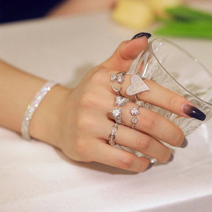 Heart-Cut Zirconia Bypass Ring

