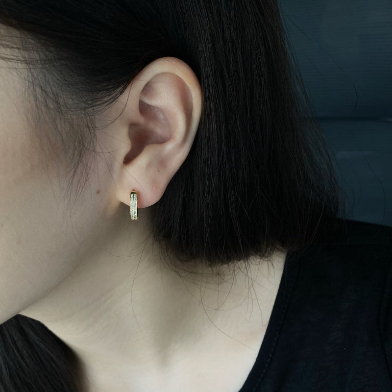 Gold Channel Set Huggie Hoops

