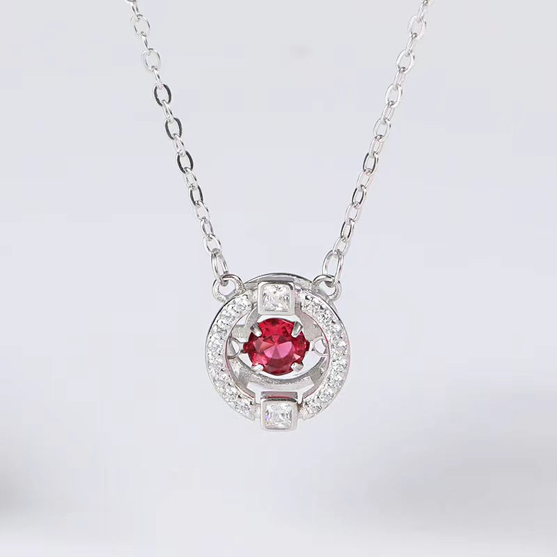 Sparking dance round necklace red diamond