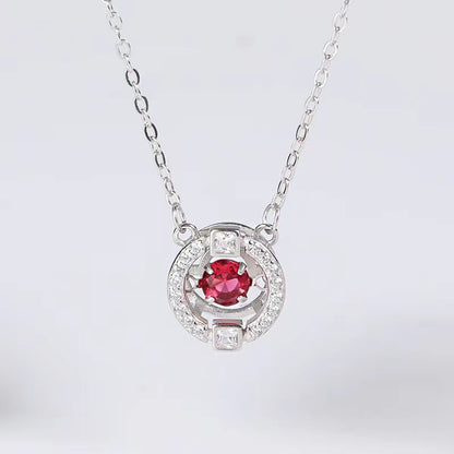 Sparking dance round necklace red diamond