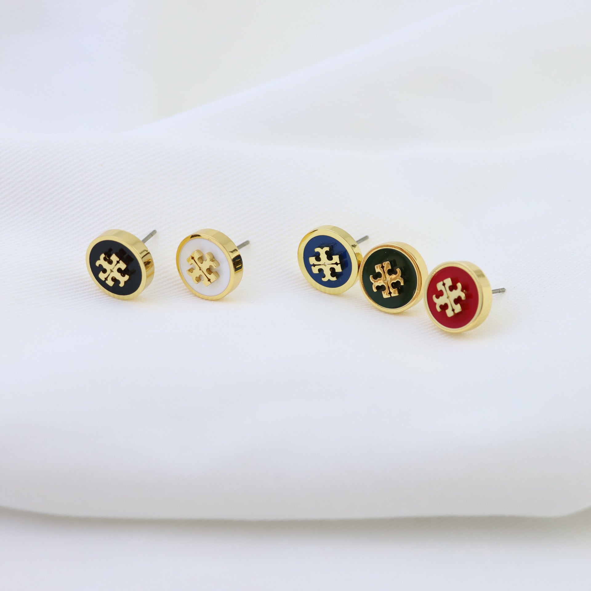 Timeless Enamel Coin Stud Earrings