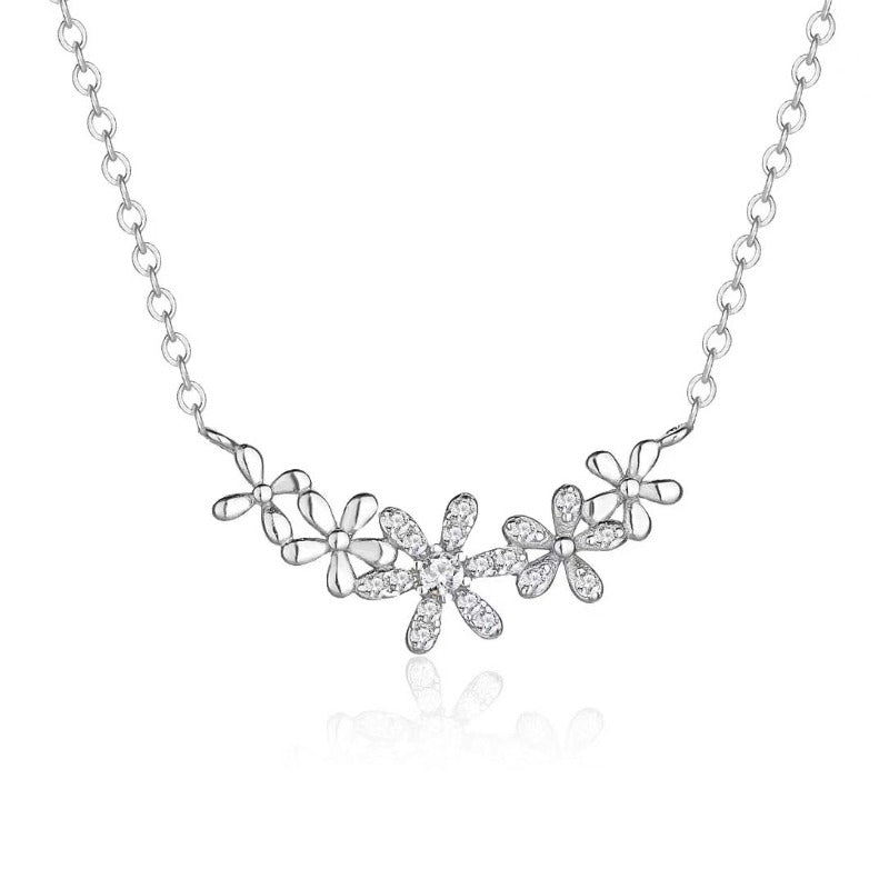 tiny diamond flower necklace