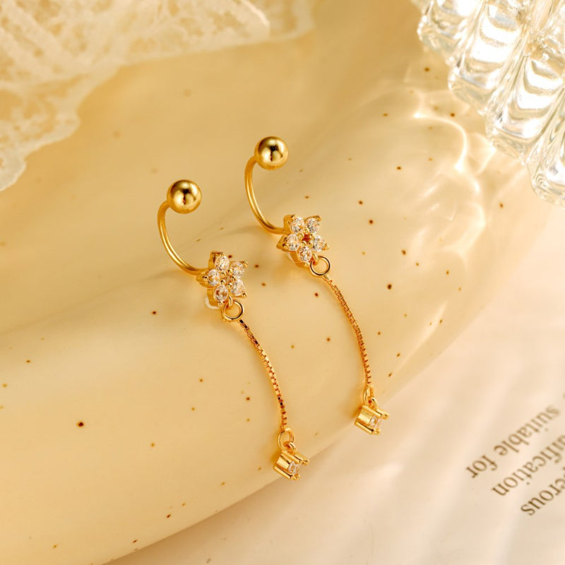Rhinestone Flower Drop Earrings

