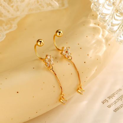 Rhinestone Flower Drop Earrings

